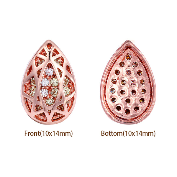 Drop Shape Rose Gold Plated High-Quality Sew-on Alloy Charms Inlaid Cubic Zirconia WholesaleRhinestone