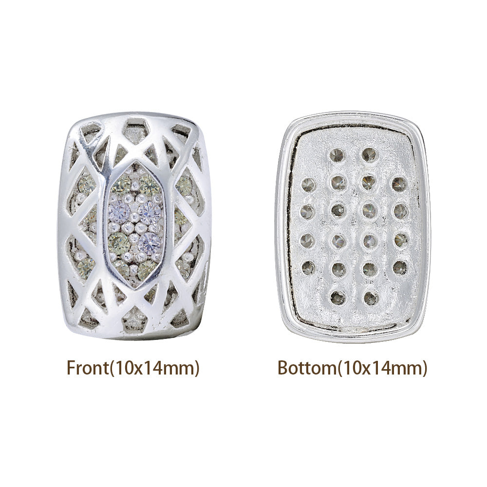 Cushion Rectangle Shape Silver Plated High-Quality Sew-on Alloy Charms Inlaid Cubic Zirconia