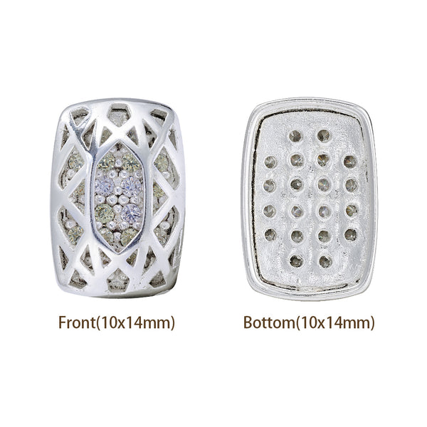 Cushion Rectangle Shape Silver Plated High-Quality Sew-on Alloy Charms Inlaid Cubic Zirconia WholesaleRhinestone
