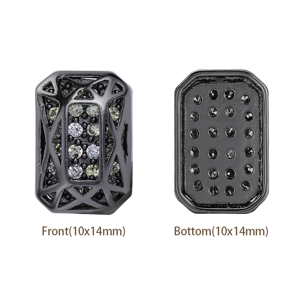 Octagon Shape Hematite Plated High-Quality Sew-on Alloy Charms Inlaid Cubic Zirconia WholesaleRhinestone