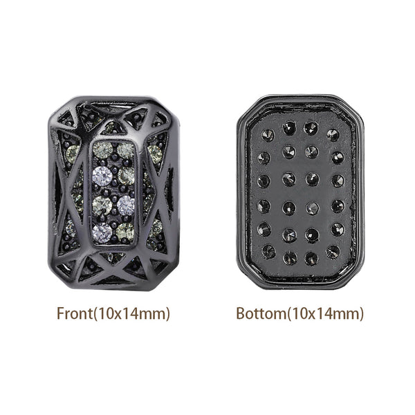 Octagon Shape Hematite Plated High-Quality Sew-on Alloy Charms Inlaid Cubic Zirconia WholesaleRhinestone