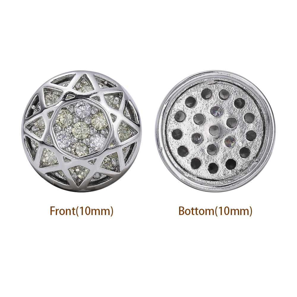 Round Shape Imitation Rhodium Plated High-Quality Sew-on Alloy Charms Inlaid Cubic Zirconia WholesaleRhinestone