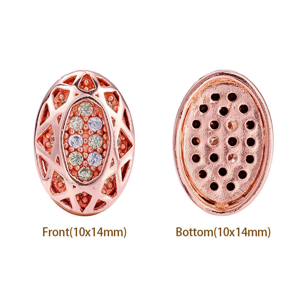 Oval Shape Rose Gold Plated High-Quality Sew-on Alloy Charms Inlaid Cubic Zirconia WholesaleRhinestone