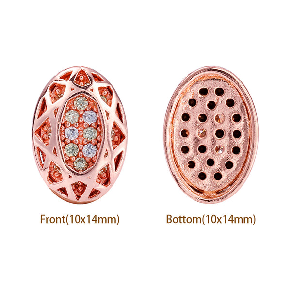 Oval Shape Rose Gold Plated High-Quality Sew-on Alloy Charms Inlaid Cubic Zirconia WholesaleRhinestone