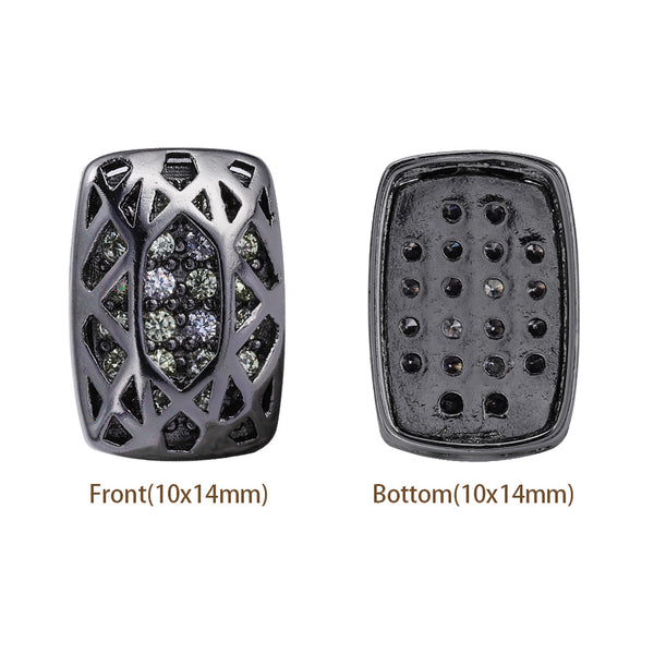 Cushion Rectangle Shape Hematite Plated High-Quality Sew-on Alloy Charms Inlaid Cubic Zirconia WholesaleRhinestone