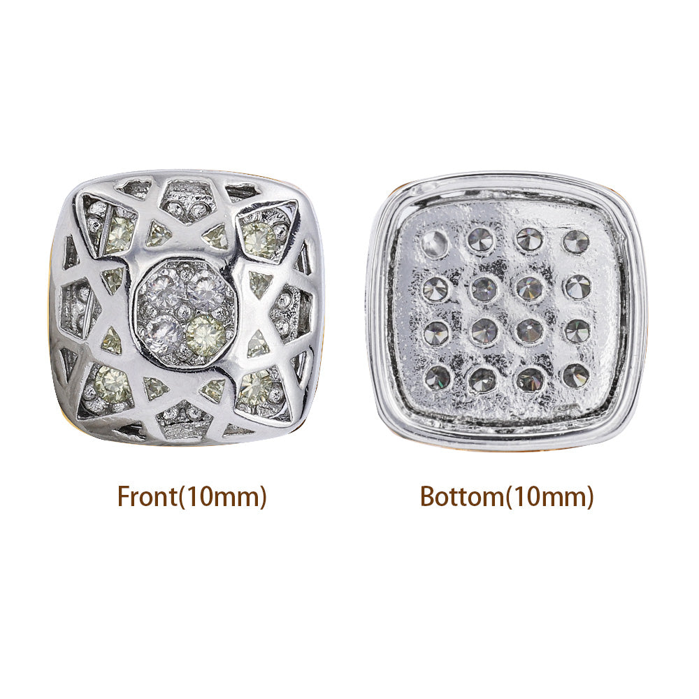 Cushion Square Shape Imitation Rhodium Plated High-Quality Sew-on Alloy Charms Inlaid Cubic Zirconia