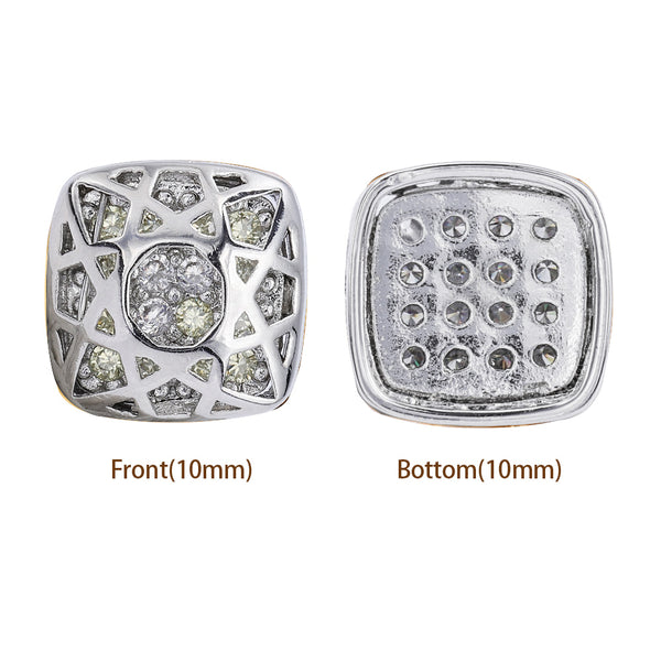 Cushion Square Shape Imitation Rhodium Plated High-Quality Sew-on Alloy Charms Inlaid Cubic Zirconia WholesaleRhinestone