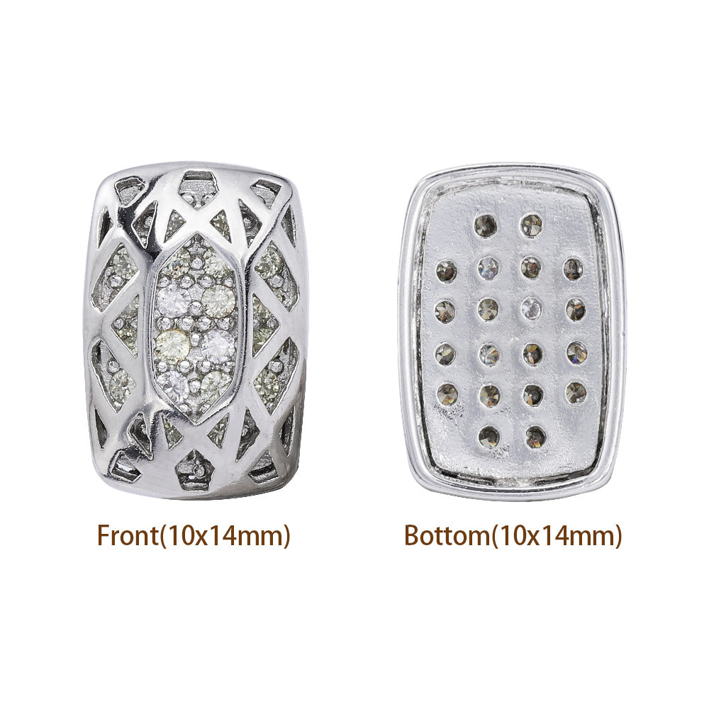 Cushion Rectangle Shape Imitation Rhodium Plated High-Quality Sew-on Alloy Charms Inlaid Cubic Zirconia WholesaleRhinestone