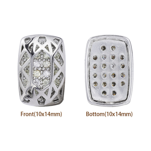Cushion Rectangle Shape Imitation Rhodium Plated High-Quality Sew-on Alloy Charms Inlaid Cubic Zirconia WholesaleRhinestone