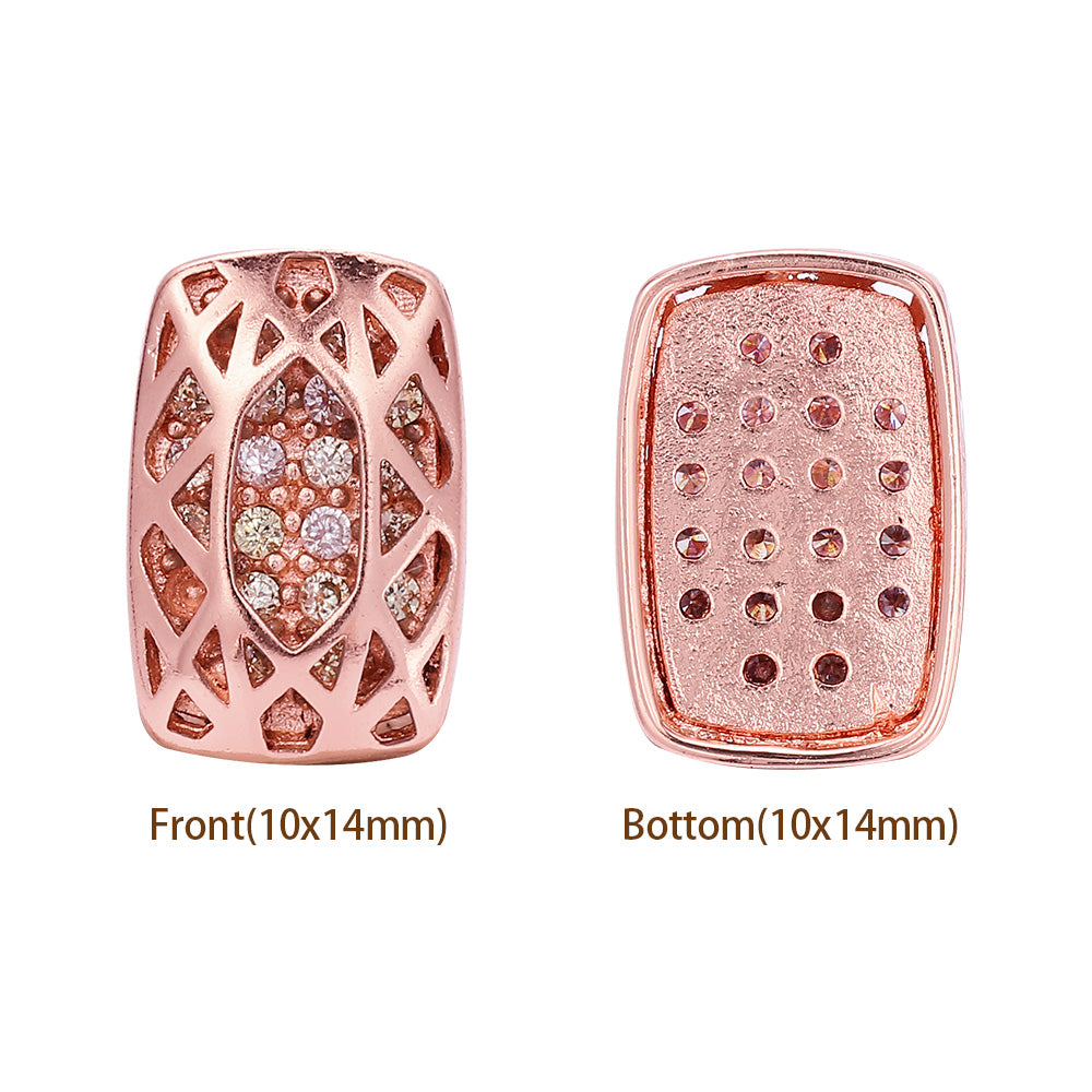Cushion Rectangle Shape Rose Gold Plated High-Quality Sew-on Alloy Charms Inlaid Cubic Zirconia WholesaleRhinestone