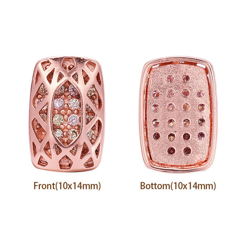 Cushion Rectangle Shape Rose Gold Plated High-Quality Sew-on Alloy Charms Inlaid Cubic Zirconia
