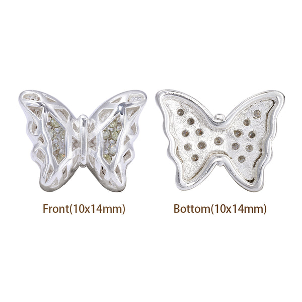 Butterfly Shape Silver Plated High-Quality Sew-on Alloy Charms Inlaid Cubic Zirconia WholesaleRhinestone