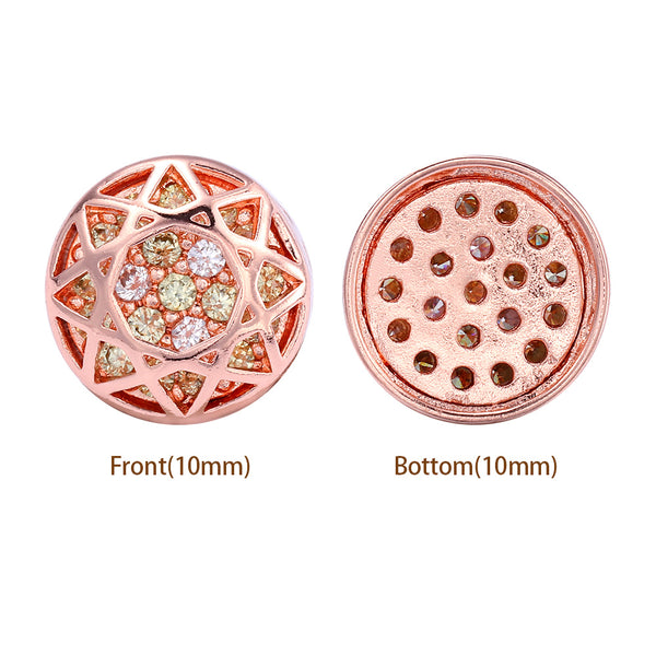 Round Shape Rose Gold Plated High-Quality Sew-on Alloy Charms Inlaid Cubic Zirconia WholesaleRhinestone