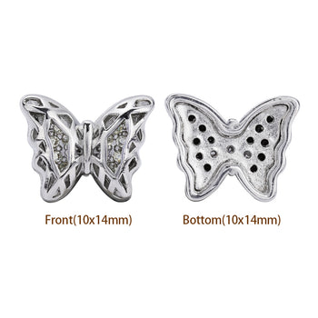 Mixed Colors Butterfly Shape Imitation Rhodium Plated High-Quality Sew-on Alloy Charms Inlaid Cubic Zirconia WholesaleRhinestone