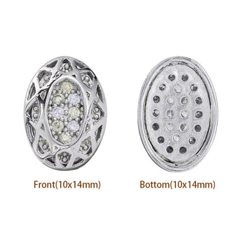 Mixed Colors Oval Shape Imitation Rhodium Plated High-Quality Sew-on Alloy Charms Inlaid Cubic Zirconia WholesaleRhinestone