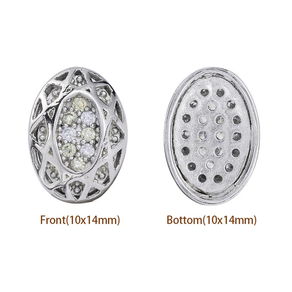 Oval Shape Imitation Rhodium Plated High-Quality Sew-on Alloy Charms Inlaid Cubic Zirconia WholesaleRhinestone