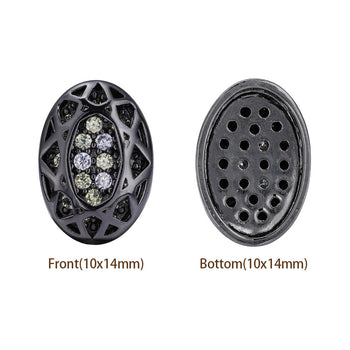 Mixed Colors Oval Shape Hematite Plated High-Quality Sew-on Alloy Charms Inlaid Cubic Zirconia WholesaleRhinestone