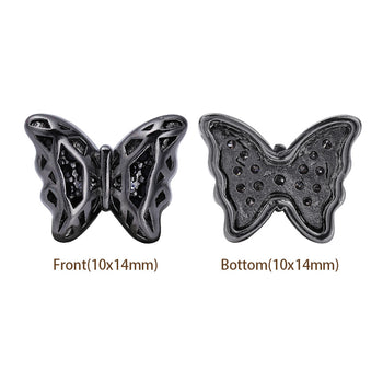 Mixed Colors Butterfly Shape Hematite Plated High-Quality Sew-on Alloy Charms Inlaid Cubic Zirconia WholesaleRhinestone