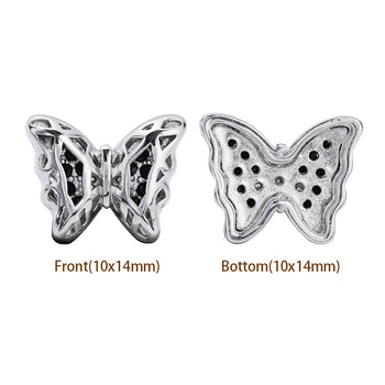 Mixed Colors Butterfly Shape Imitation Rhodium Plated High-Quality Sew-on Alloy Charms Inlaid Cubic Zirconia WholesaleRhinestone