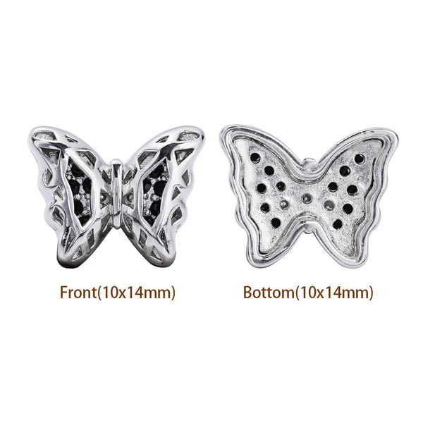 Butterfly Shape Imitation Rhodium Plated High-Quality Sew-on Alloy Charms Inlaid Cubic Zirconia