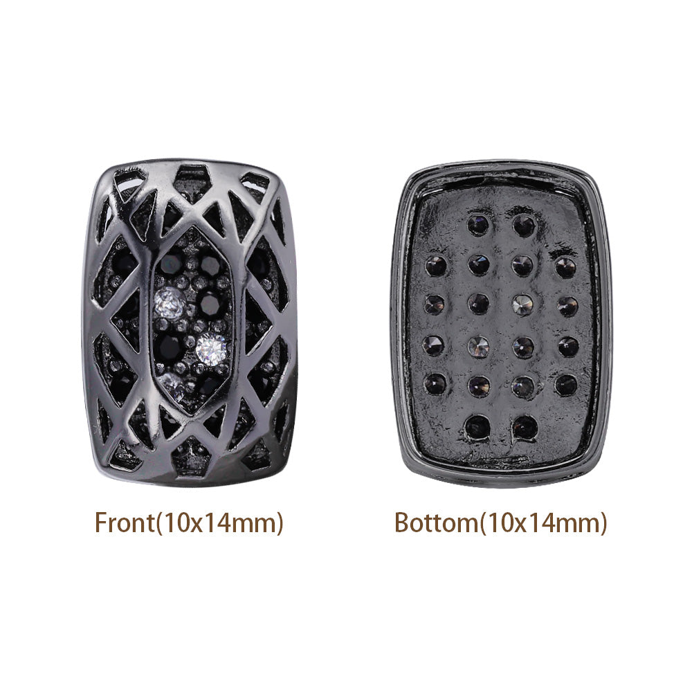 Cushion Rectangle Shape Hematite Plated High-Quality Sew-on Alloy Charms Inlaid Cubic Zirconia WholesaleRhinestone