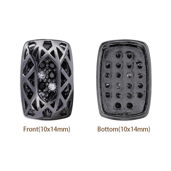 Cushion Rectangle Shape Hematite Plated High-Quality Sew-on Alloy Charms Inlaid Cubic Zirconia WholesaleRhinestone