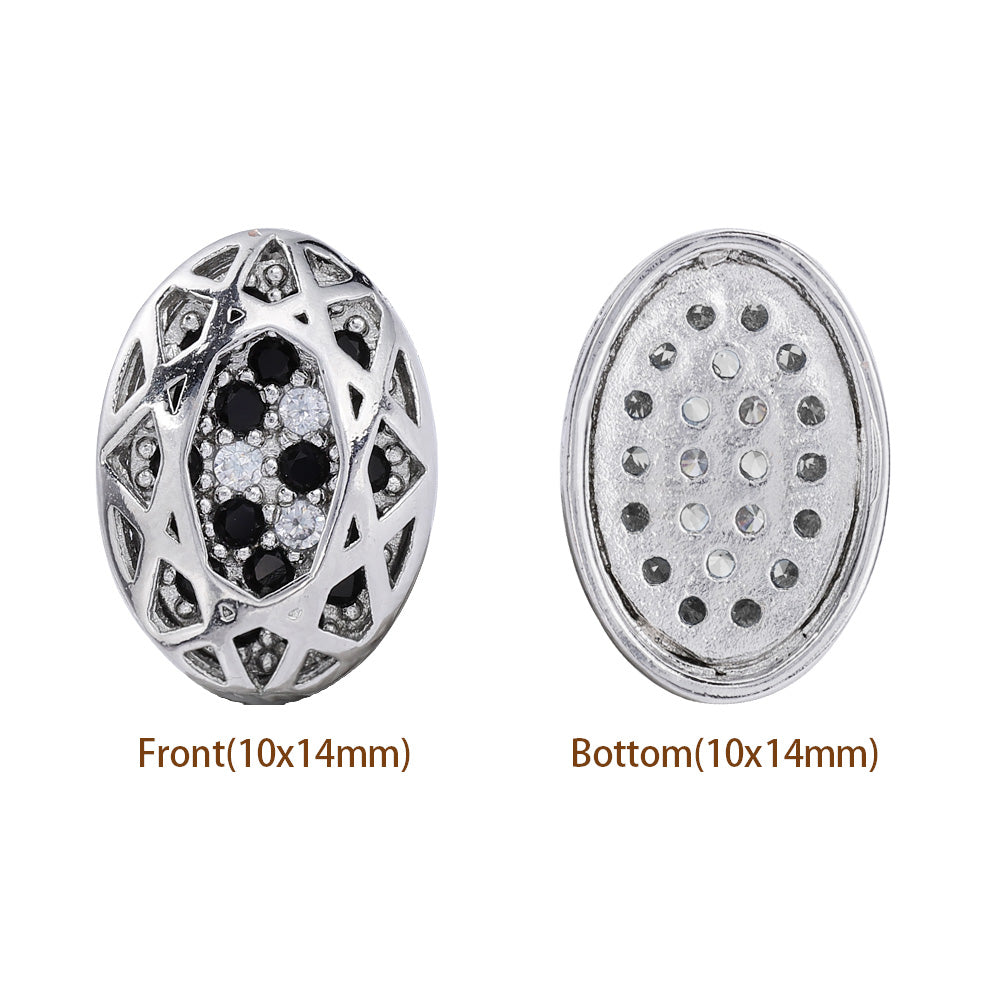 Oval Shape Imitation Rhodium Plated High-Quality Sew-on Alloy Charms Inlaid Cubic Zirconia WholesaleRhinestone