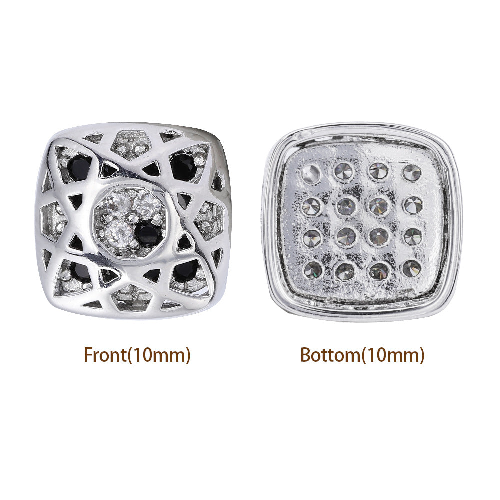 Cushion Square Shape Imitation Rhodium Plated High-Quality Sew-on Alloy Charms Inlaid Cubic Zirconia