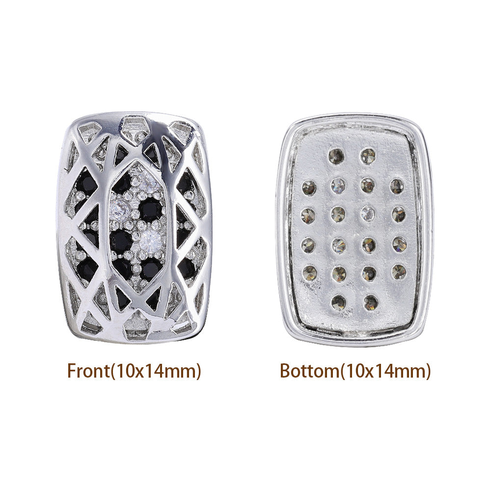 Cushion Rectangle Shape Imitation Rhodium Plated High-Quality Sew-on Alloy Charms Inlaid Cubic Zirconia WholesaleRhinestone