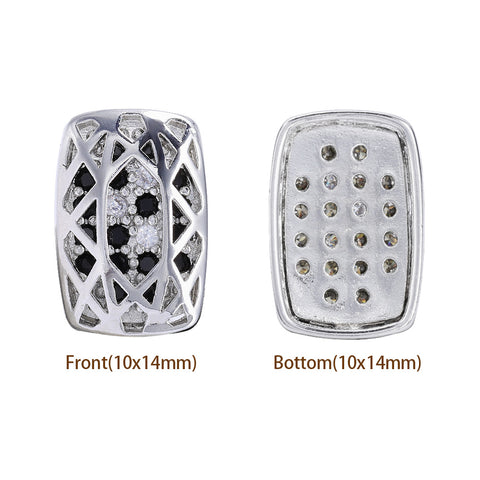 Cushion Rectangle Shape Imitation Rhodium Plated High-Quality Sew-on Alloy Charms Inlaid Cubic Zirconia