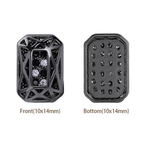 Octagon Shape Hematite Plated High-Quality Sew-on Alloy Charms Inlaid Cubic Zirconia WholesaleRhinestone