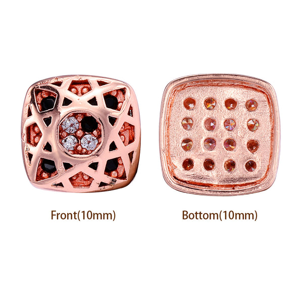 Cushion Square Shape Rose Gold Plated High-Quality Sew-on Alloy Charms Inlaid Cubic Zirconia WholesaleRhinestone