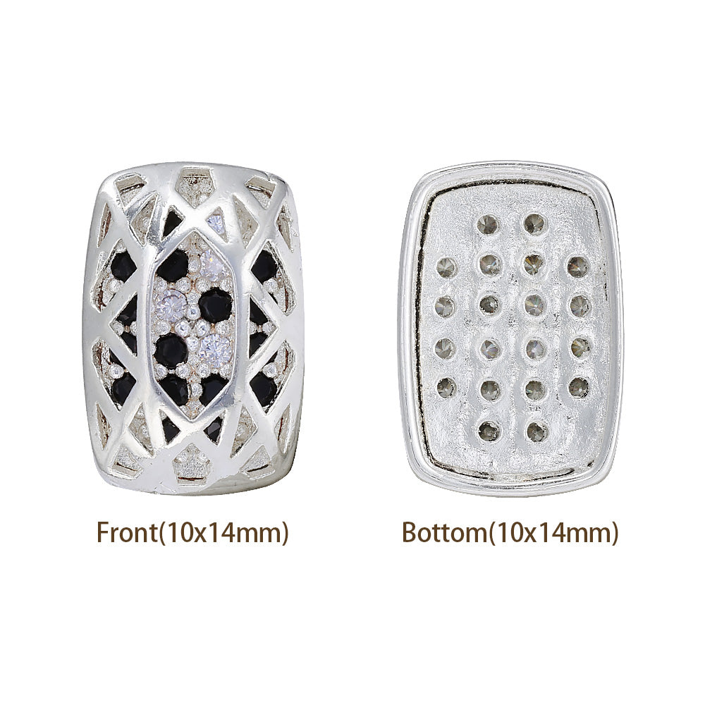 Cushion Rectangle Shape Silver Plated High-Quality Sew-on Alloy Charms Inlaid Cubic Zirconia WholesaleRhinestone