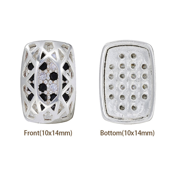 Cushion Rectangle Shape Silver Plated High-Quality Sew-on Alloy Charms Inlaid Cubic Zirconia WholesaleRhinestone