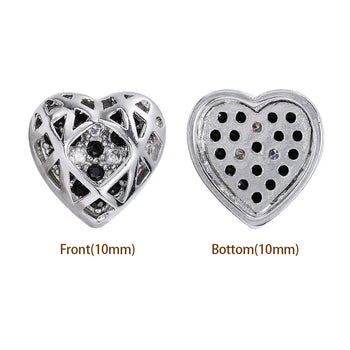 Mixed Colors Heart Shape Imitation Rhodium Plated High-Quality Sew-on Alloy Charms Inlaid Cubic Zirconia WholesaleRhinestone