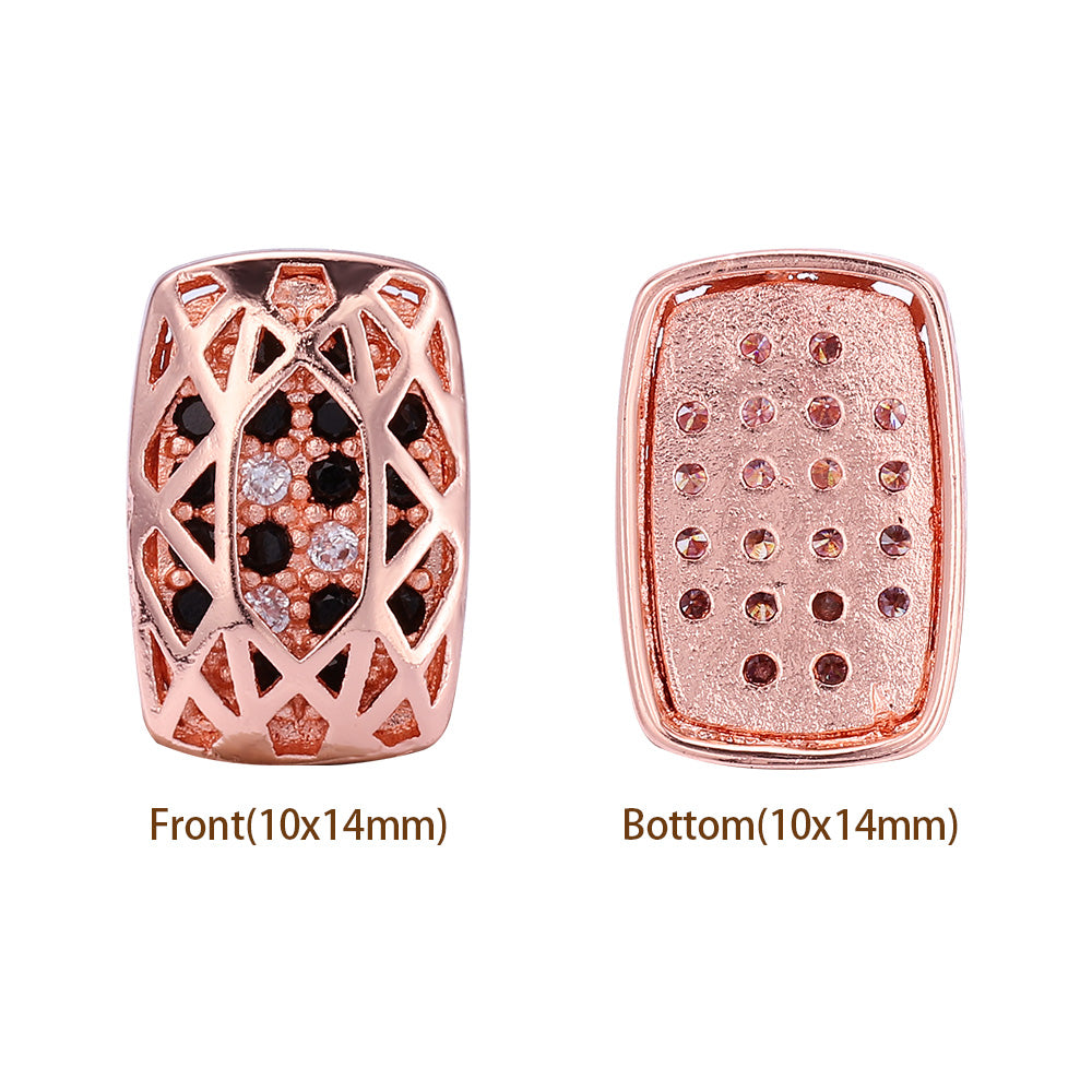 Cushion Rectangle Shape Rose Gold Plated High-Quality Sew-on Alloy Charms Inlaid Cubic Zirconia WholesaleRhinestone