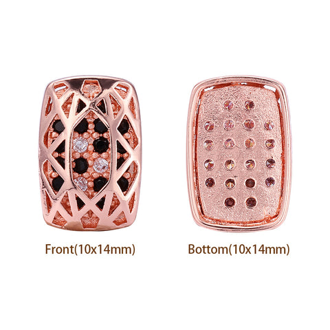 Cushion Rectangle Shape Rose Gold Plated High-Quality Sew-on Alloy Charms Inlaid Cubic Zirconia