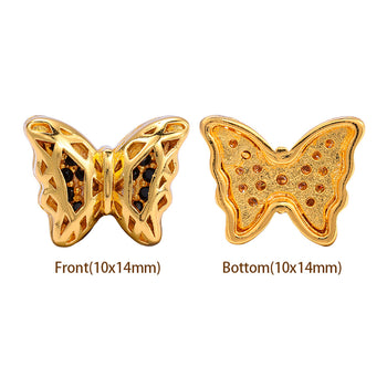 Mixed Colors Butterfly Shape Golden Plated High-Quality Sew-on Alloy Charms Inlaid Cubic Zirconia WholesaleRhinestone