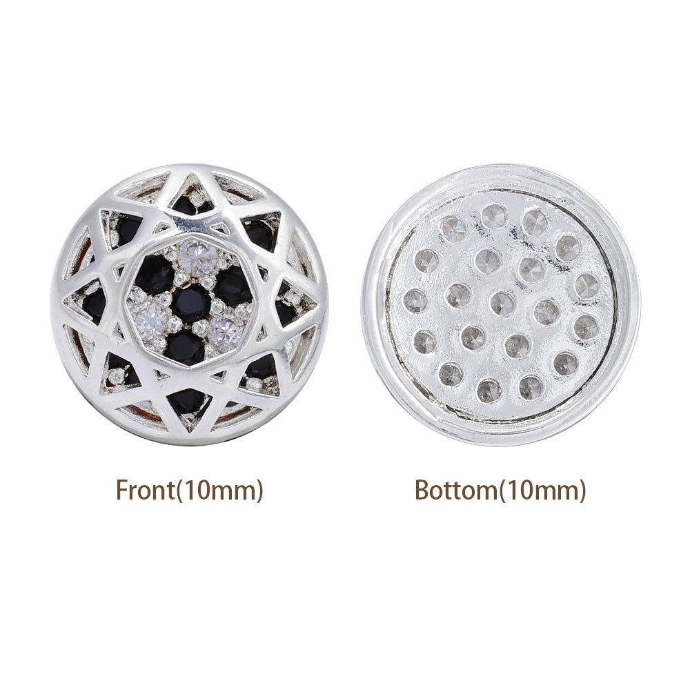 Round Shape Silver Plated High-Quality Sew-on Alloy Charms Inlaid Cubic Zirconia WholesaleRhinestone