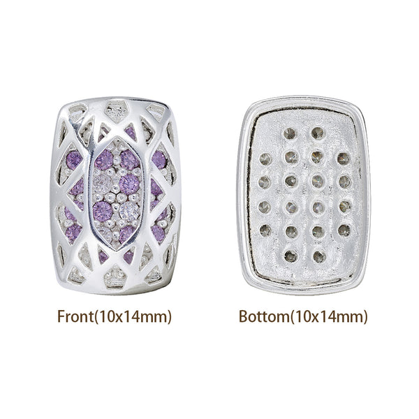 Cushion Rectangle Shape Silver Plated High-Quality Sew-on Alloy Charms Inlaid Cubic Zirconia WholesaleRhinestone