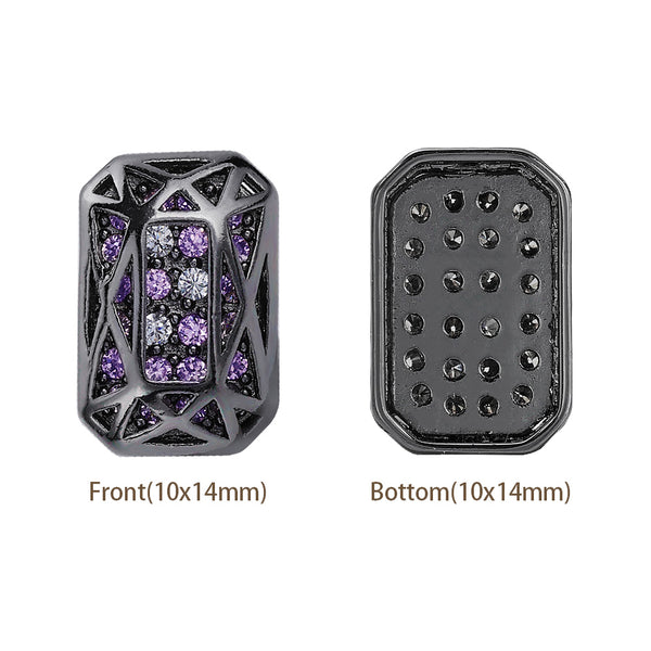 Octagon Shape Hematite Plated High-Quality Sew-on Alloy Charms Inlaid Cubic Zirconia WholesaleRhinestone