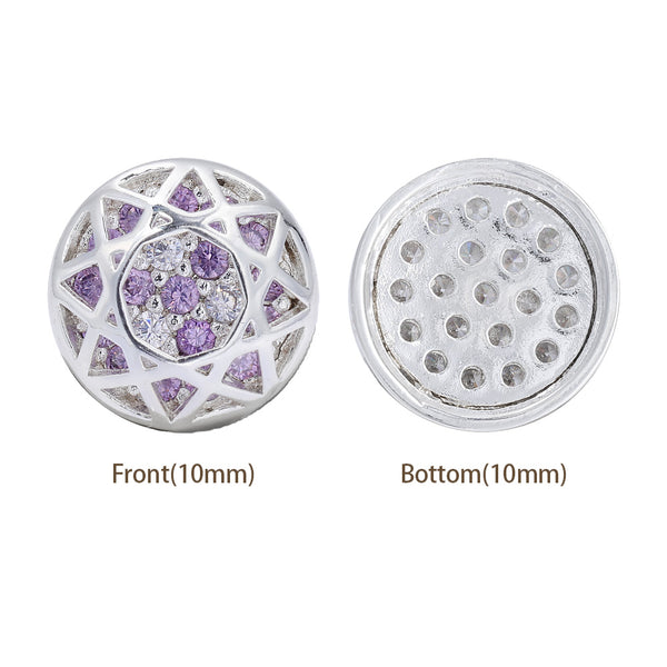 Round Shape Silver Plated High-Quality Sew-on Alloy Charms Inlaid Cubic Zirconia WholesaleRhinestone