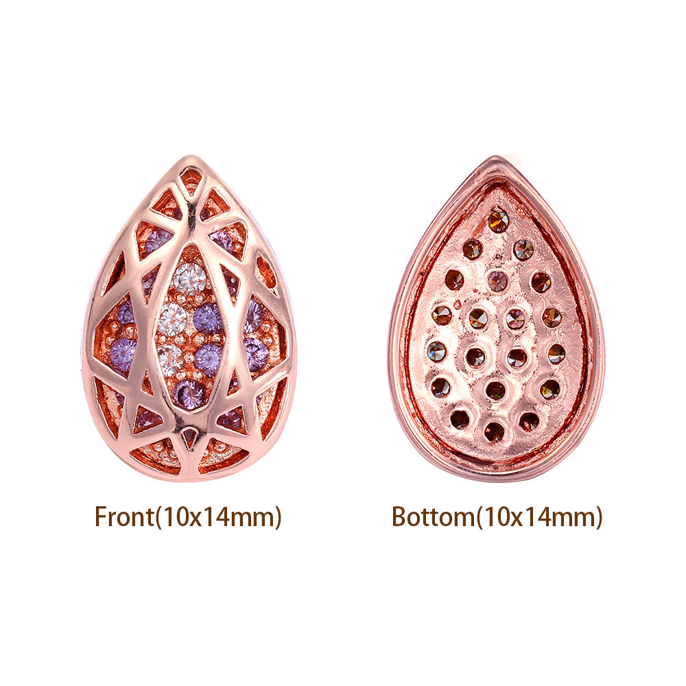 Drop Shape Rose Gold Plated High-Quality Sew-on Alloy Charms Inlaid Cubic Zirconia WholesaleRhinestone