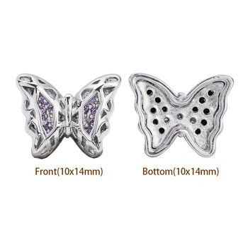 Mixed Colors Butterfly Shape Imitation Rhodium Plated High-Quality Sew-on Alloy Charms Inlaid Cubic Zirconia WholesaleRhinestone