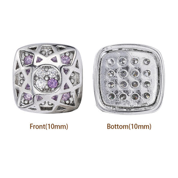Mixed Colors Cushion Square Shape Imitation Rhodium Plated High-Quality Sew-on Alloy Charms Inlaid Cubic Zirconia WholesaleRhinestone
