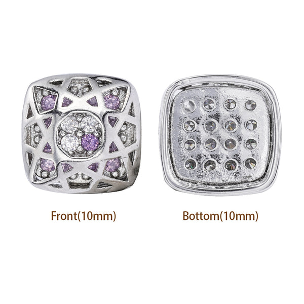 Cushion Square Shape Imitation Rhodium Plated High-Quality Sew-on Alloy Charms Inlaid Cubic Zirconia WholesaleRhinestone