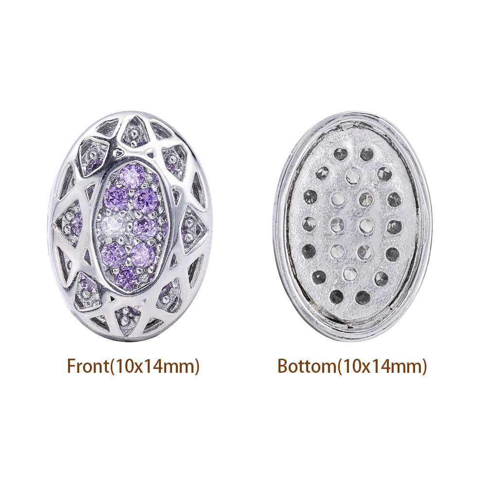 Oval Shape Imitation Rhodium Plated High-Quality Sew-on Alloy Charms Inlaid Cubic Zirconia WholesaleRhinestone