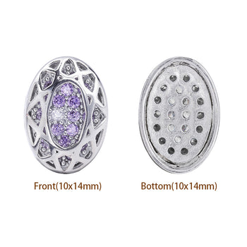 Mixed Colors Oval Shape Imitation Rhodium Plated High-Quality Sew-on Alloy Charms Inlaid Cubic Zirconia WholesaleRhinestone