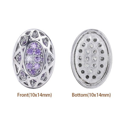 Oval Shape Imitation Rhodium Plated High-Quality Sew-on Alloy Charms Inlaid Cubic Zirconia