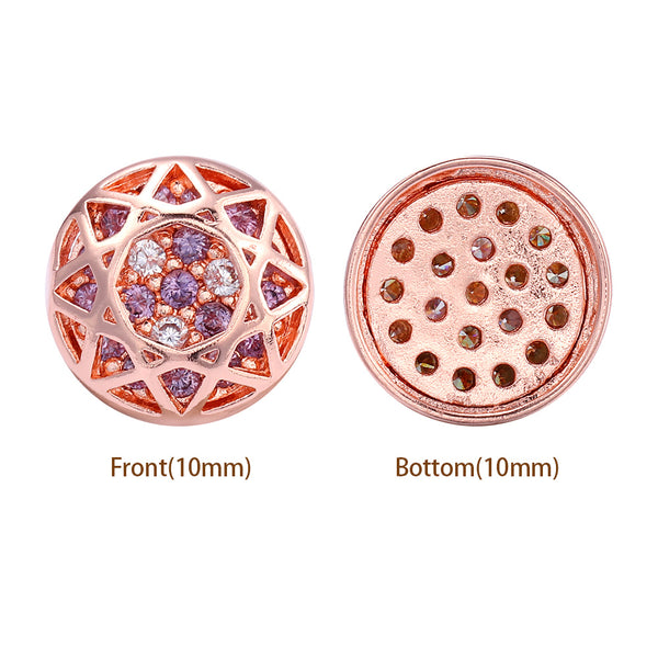 Round Shape Rose Gold Plated High-Quality Sew-on Alloy Charms Inlaid Cubic Zirconia WholesaleRhinestone